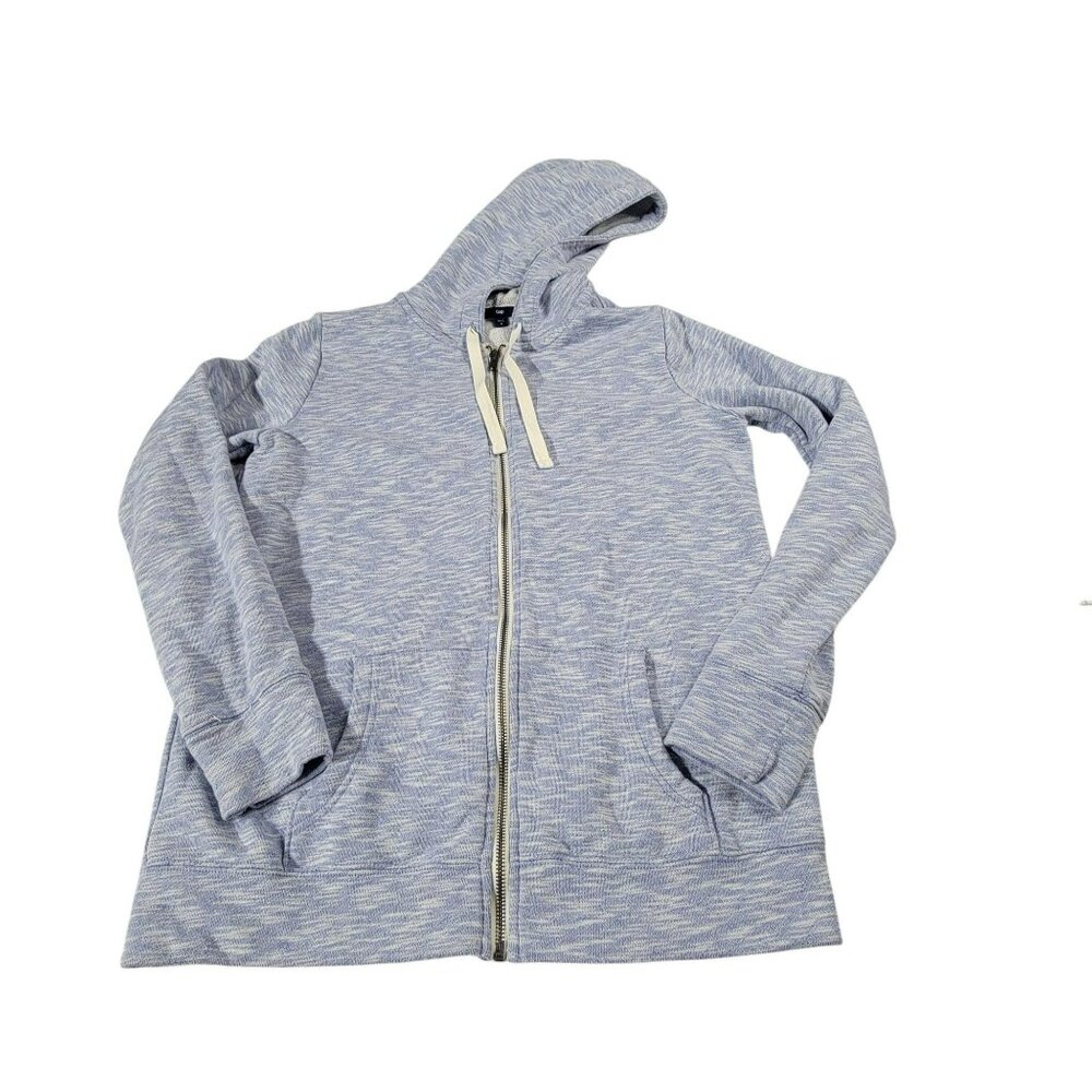 Gap Full Zip Hoodie Sweatshirt Jacket, Women M, Blue & White Heathered, EUC - Picture 5 of 12